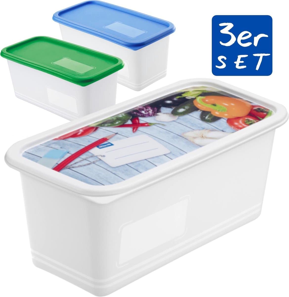 Rotho Domino Diepvriesdozen Etiket Decor 3x1.5L Wit