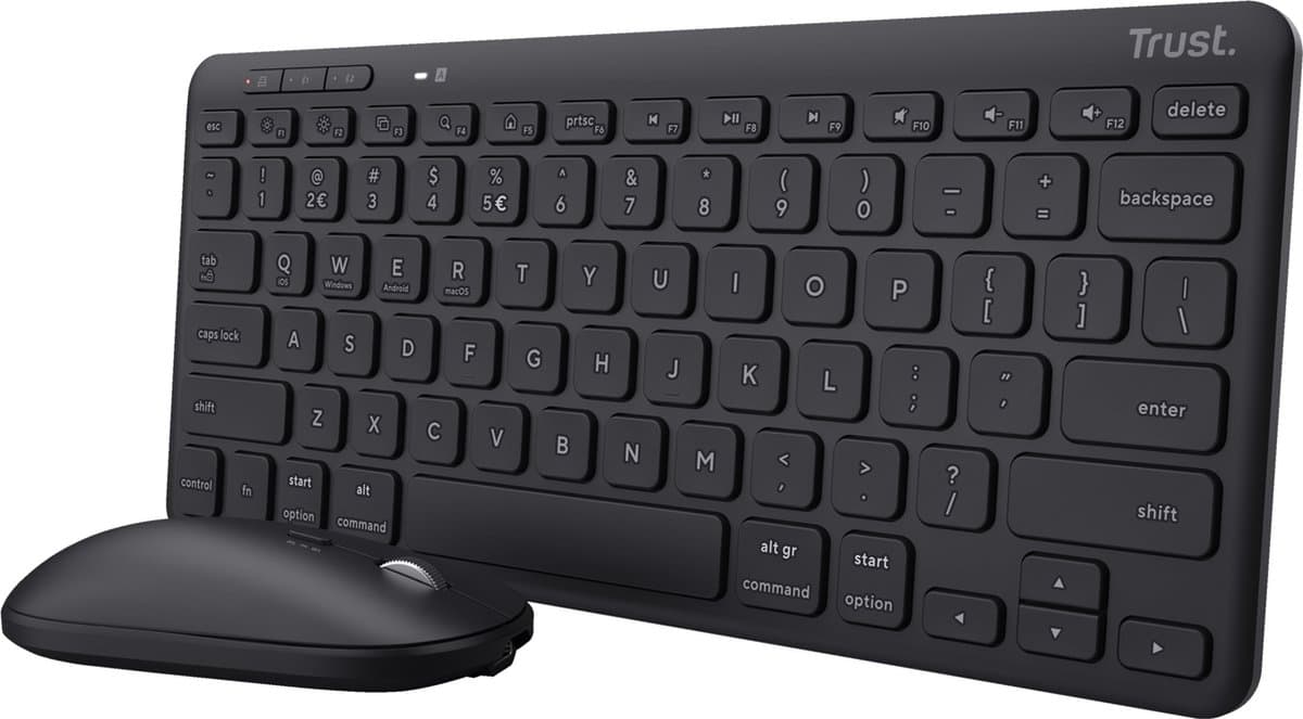 Trust Lyra toetsenbord, inclusief muis, kantoor RF-draadloos + Bluetooth, QWERTY, Engels zwart