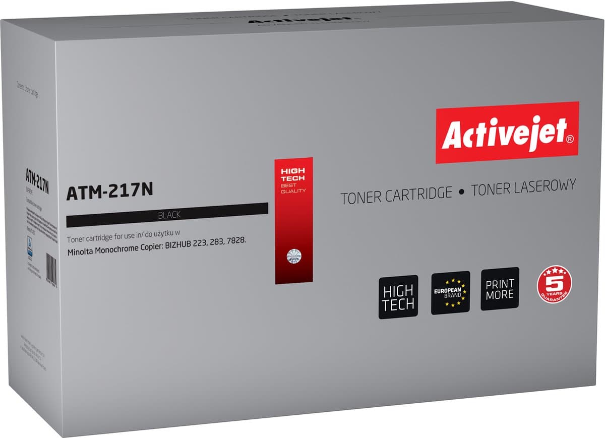 ActiveJet ATM-217N Toner voor Konica Minolta-printer; Konica Minolta TN217 vervanging; Opperste; 17500 pagina's; zwart.