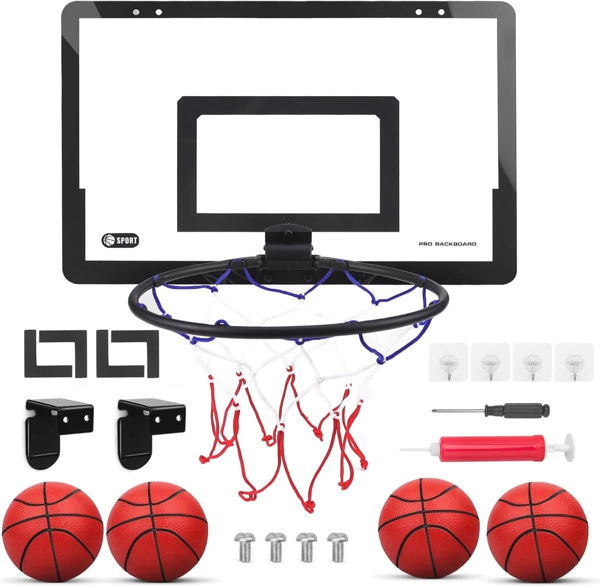 TUZHE Mini-basketbalkorf, indoor basketbalbanden voor kinderen, met bal, set voor kamer, kantoor, slaapkamer, deur, cadeau voor jongens en meisjes
