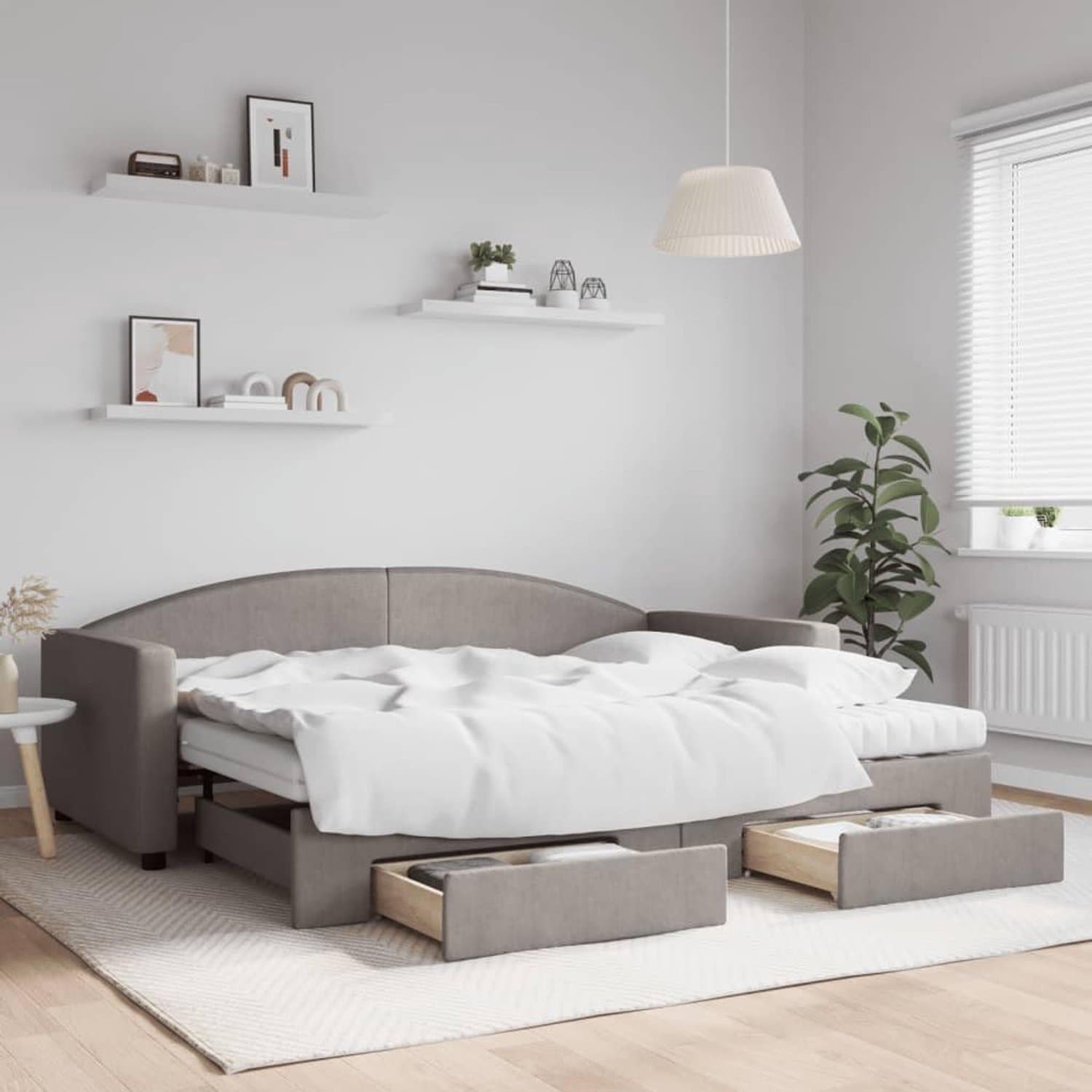 Bed met laden, taupe, 90 x 200 cm, Cornice da letto per soggiorno Struttura del letto dell'hotel Telaio Camera da letto Adatto per Camera da letto