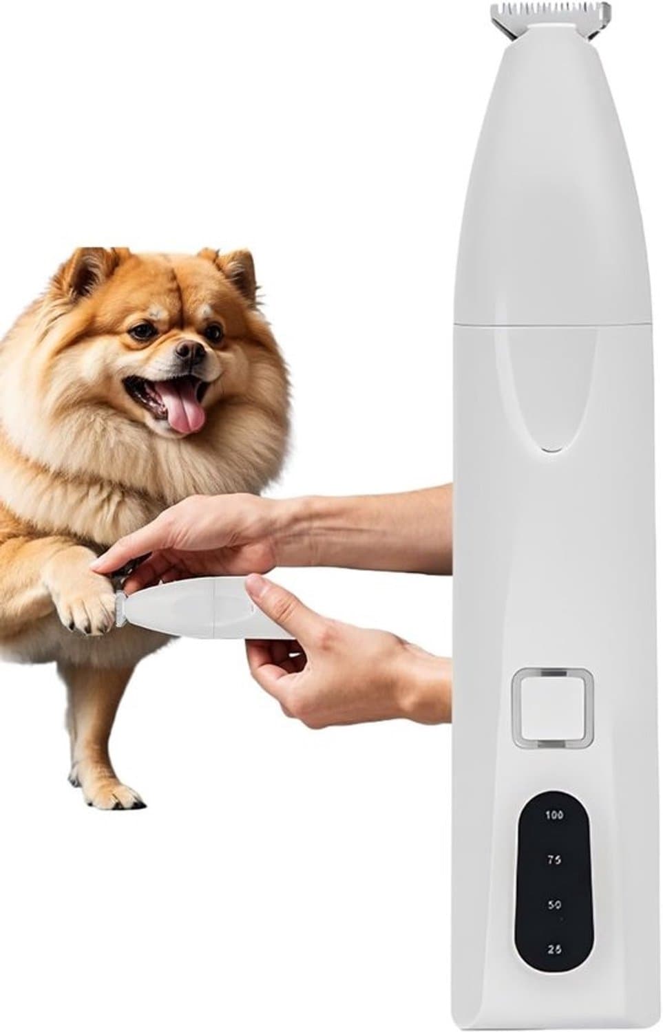 Honden Verzorgingstrimmer - Draadloze Trimmer - Vacht Onderhoud - Stille Werking LED - 16 cm - Wit