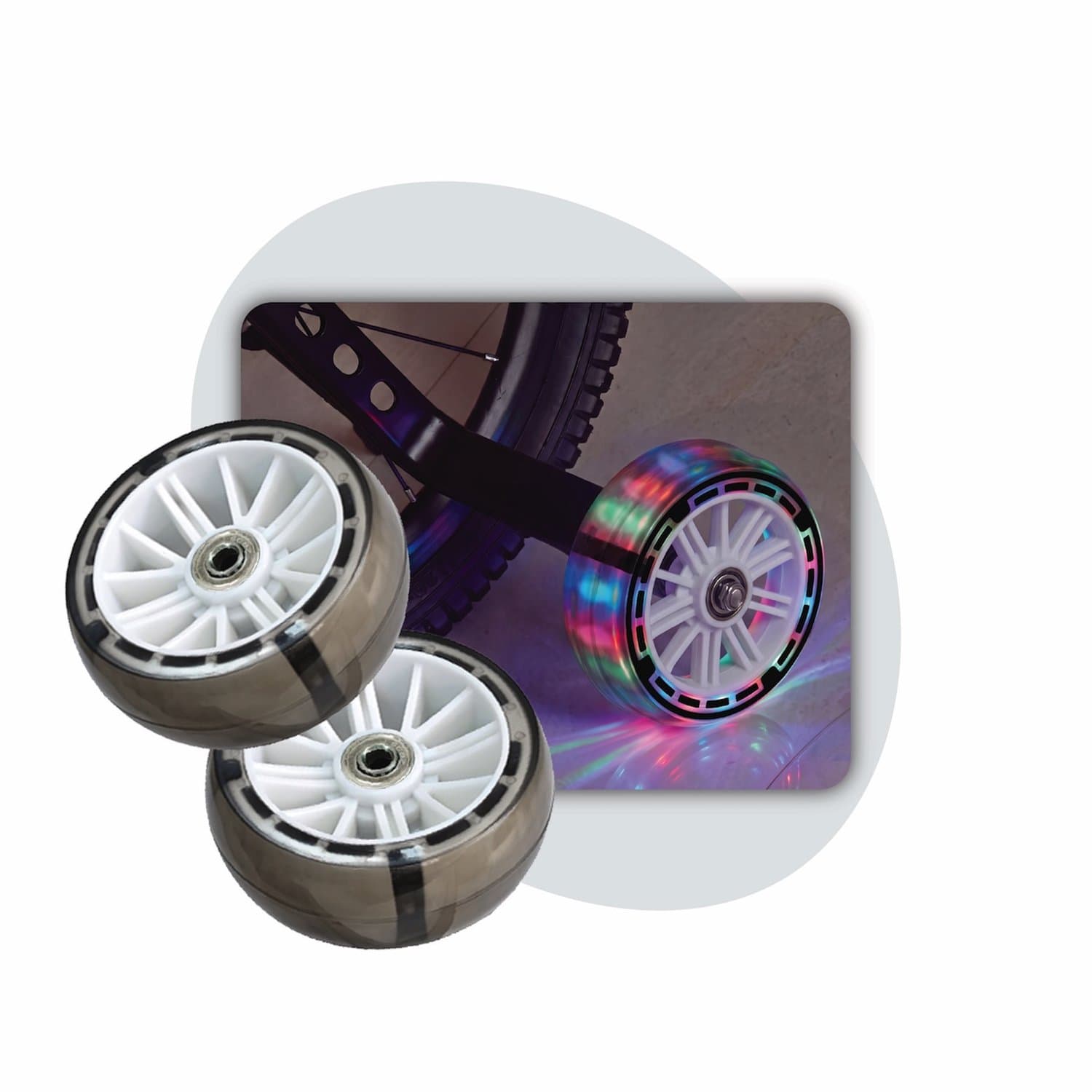 Voltano Zijwieltjes LED Verlichting Steady XL - Wit - 12-20 Inch - Verstevigd Staal - Zijwielen Voor Kinderfiets