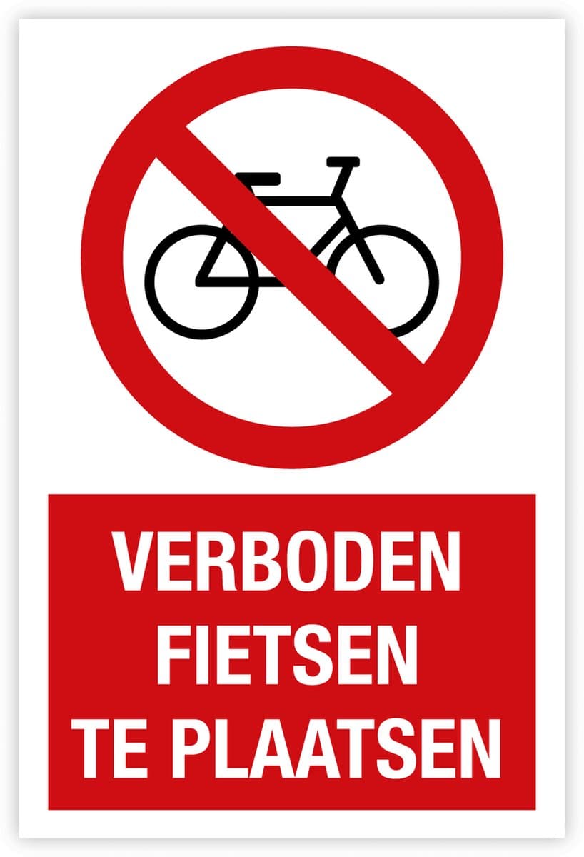 Simbol® - Stickers Verboden fietsen te plaatsen - Formaat 20 x 30 cm.