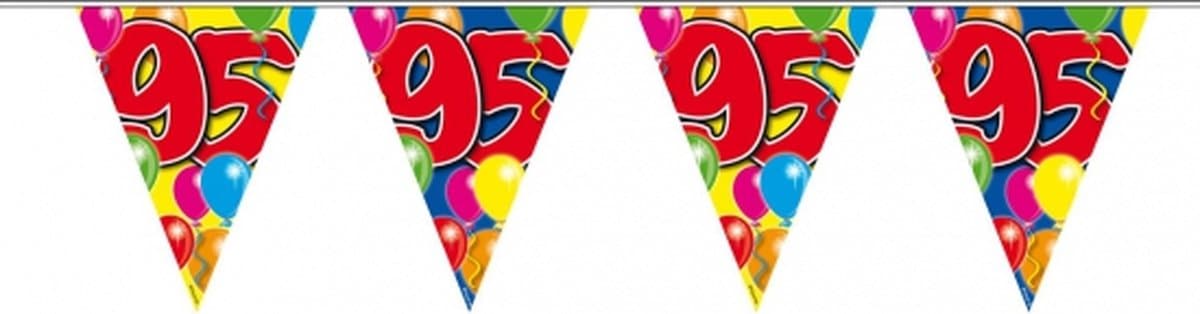 Vlaggenlijn 95 jaar feest decoratie - 10 meter - verjaardag hangversiering - ballonnen thema