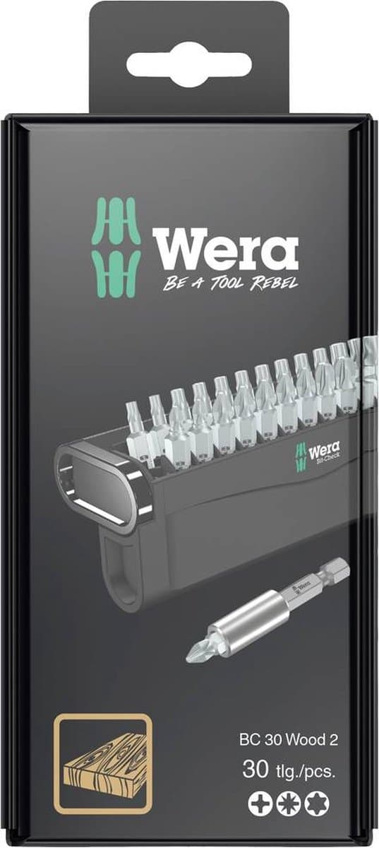 Wera Bit-Check 30 Hout 2 SB Bitset - 30 stuks