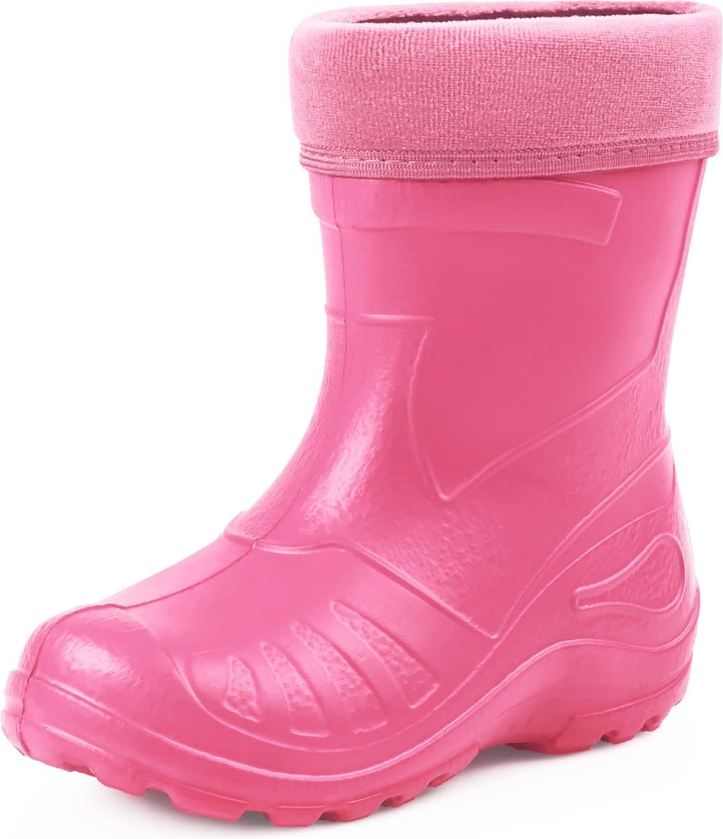 Ladeheid LA-KL-050 Kinder Regenlaarzen - Rubber - met Binnenschoen - EVA - Wasbare Binnenschoen - Lichtroze - 24
