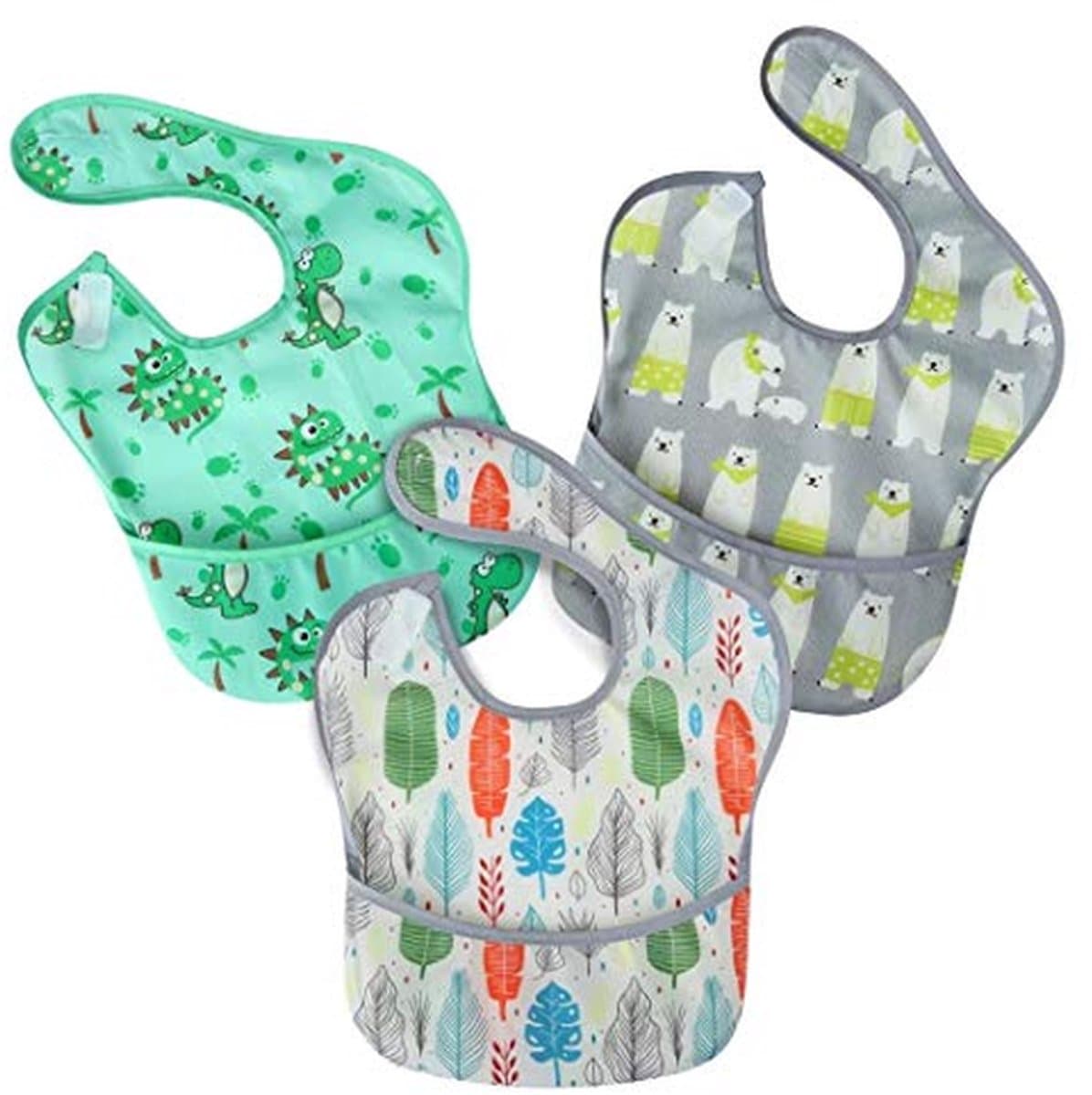 Baby Slabbertjes - Voedselslabbers Set - Eten en Drinken - Waterdichte Opvang - 3 Stuks - Multicolor