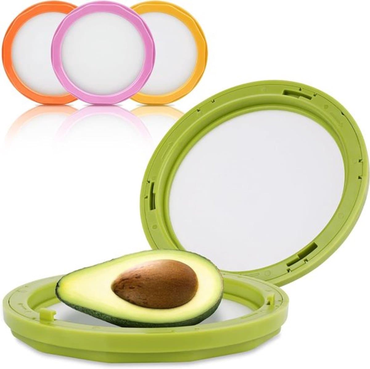 Avocado-opslagcontainer - luchtdicht ontwerp - herbruikbaar - transparant - fruitopbergdoos - keukengebruik - koelkastveilig - halve avocado's - 4 stuks - - geschikt voor dagelijks gebruik.