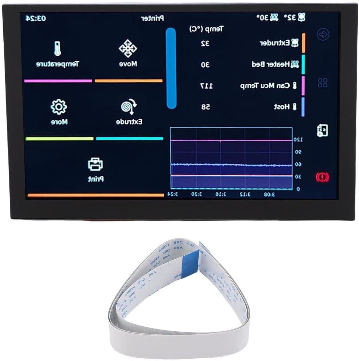 Touchscreen Display - 5 Inch Scherm - 3D Printer Bediening - Capacitieve 5-Punts Touch - 800x480 Resolutie - Zwart