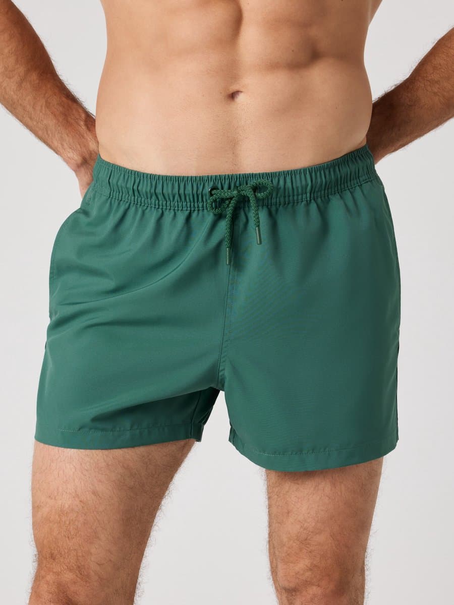 Björn Borg Solid Zwembroek Heren Zwemshort Mannen - Korter Model - 100% Gerecycled Polyester - Mallard Groen - Maat L