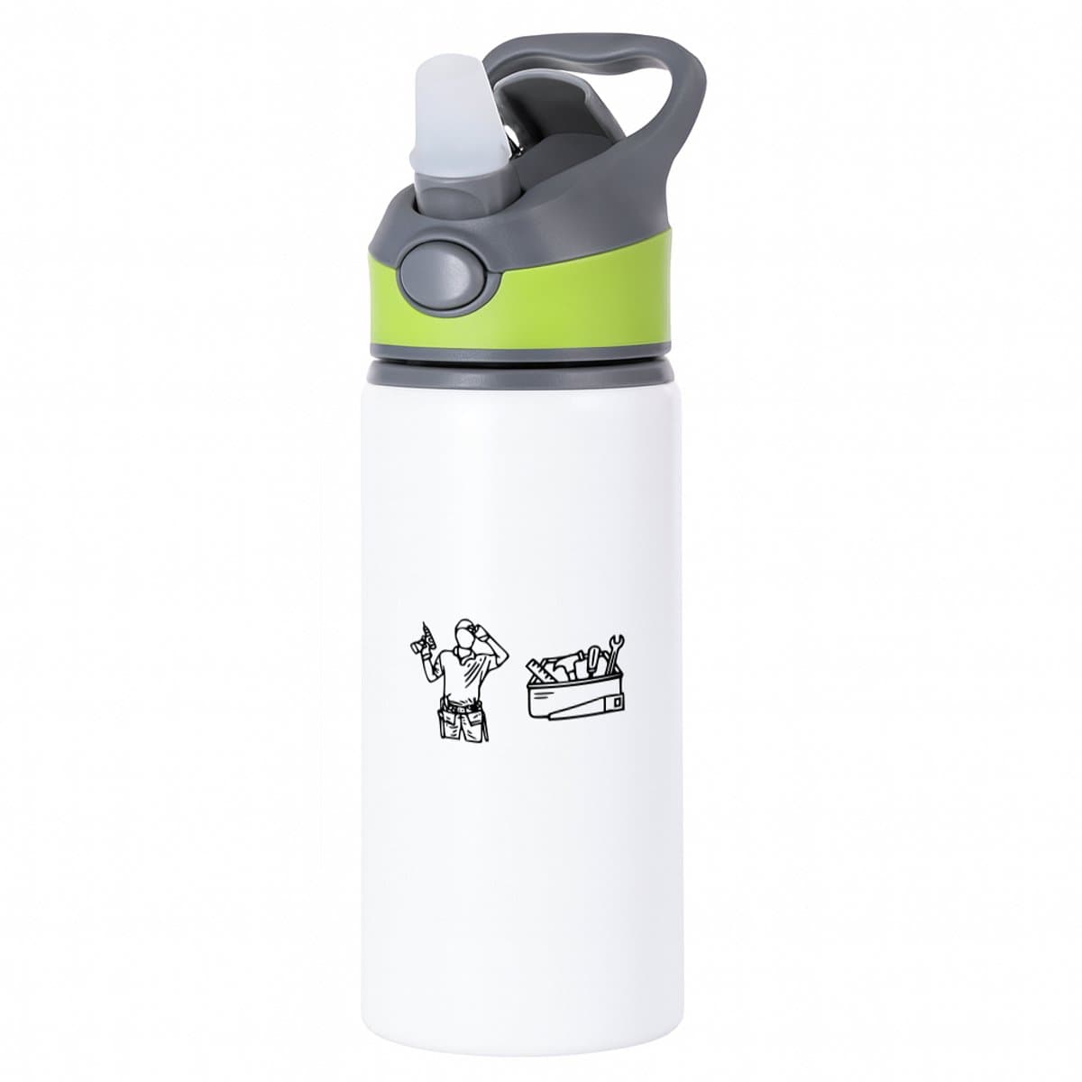 Hacebo® - Timmerman waterfles met rietje groen - Beroepen - mijn favoriete collega - beste timmerman - bouwvakker cadeau - hamer - zaag - huis - verfkwast - water fles - 650ML