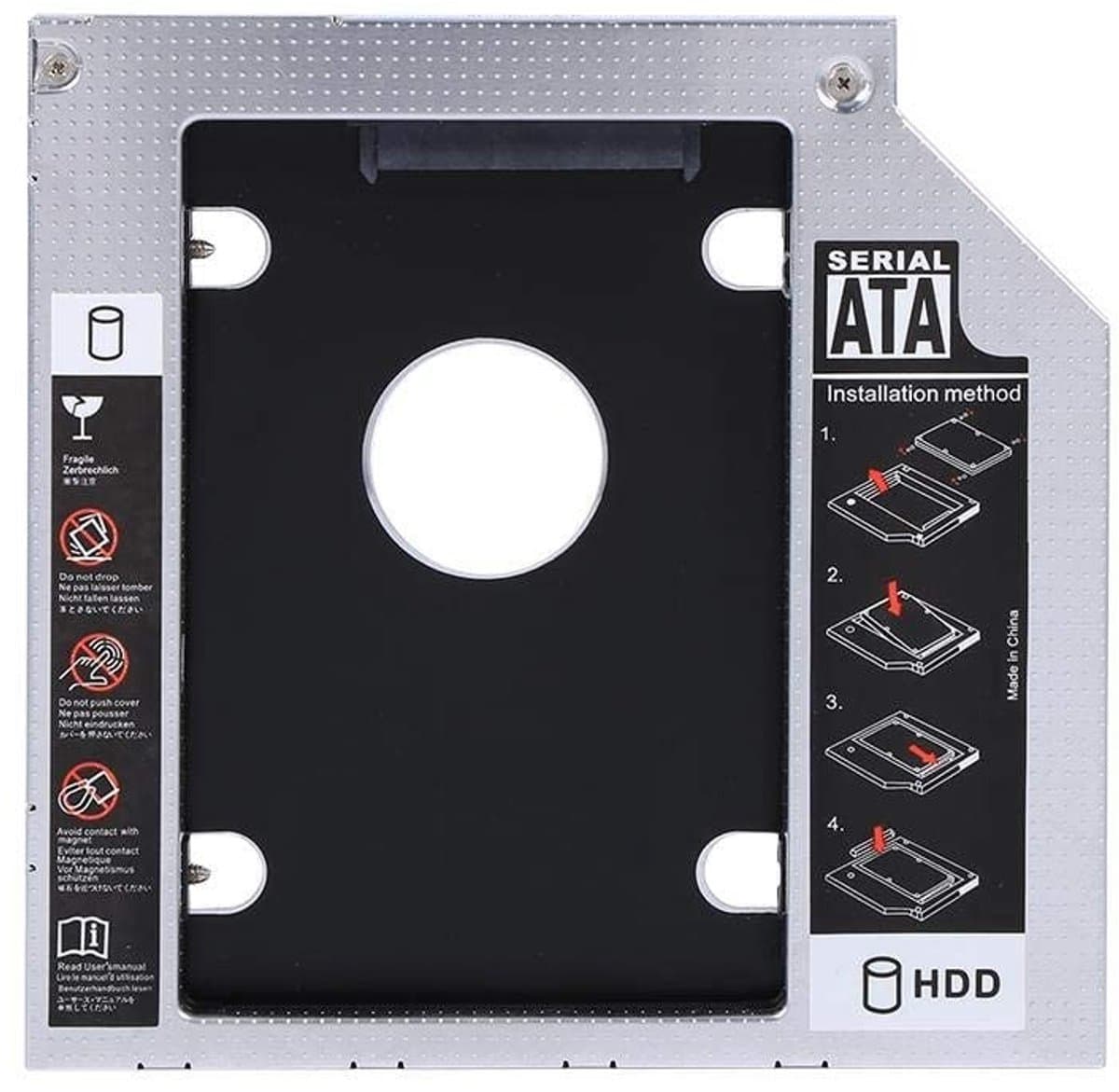 Allecto - HDD Enclosure - 2.5 Inch - Aluminium - Zwart - Hard Drive Bay - Geschikt voor Laptop - 9.5mm
