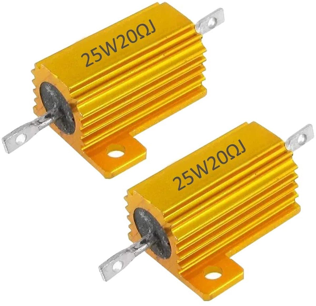 Golden crown - 25W Weerstand - Aluminium Behuizing - Hoge Temperatuur Weerstand - 20 Ohm - Vermogensweerstand - Perfect voor Elektronica - Compact formaat