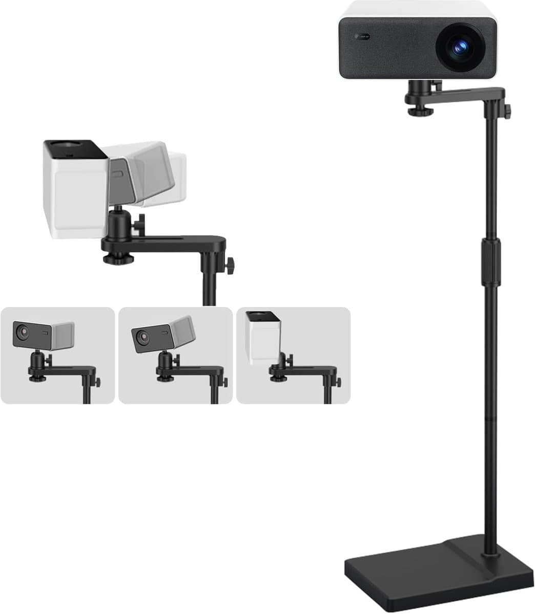 Beamerstandaard - Projectorhouder - Thuisbioscoop Inrichten - 360 Graden Draaibaar - 121-155 cm - Zwart