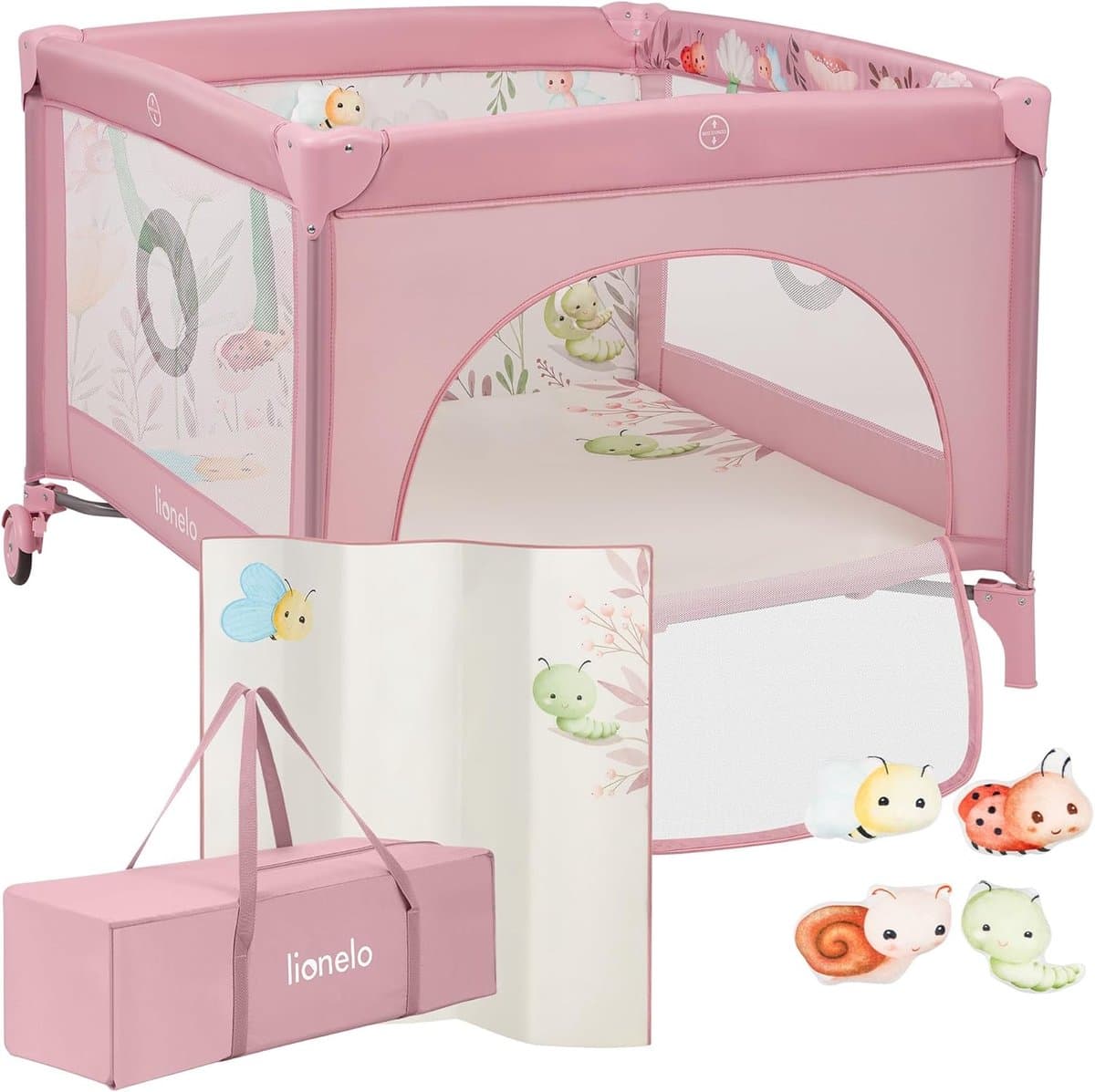2-in-1 Baby Box en Reisbedje Opvouwbaar met Matras, Zij-ingang en Speelgoed Set