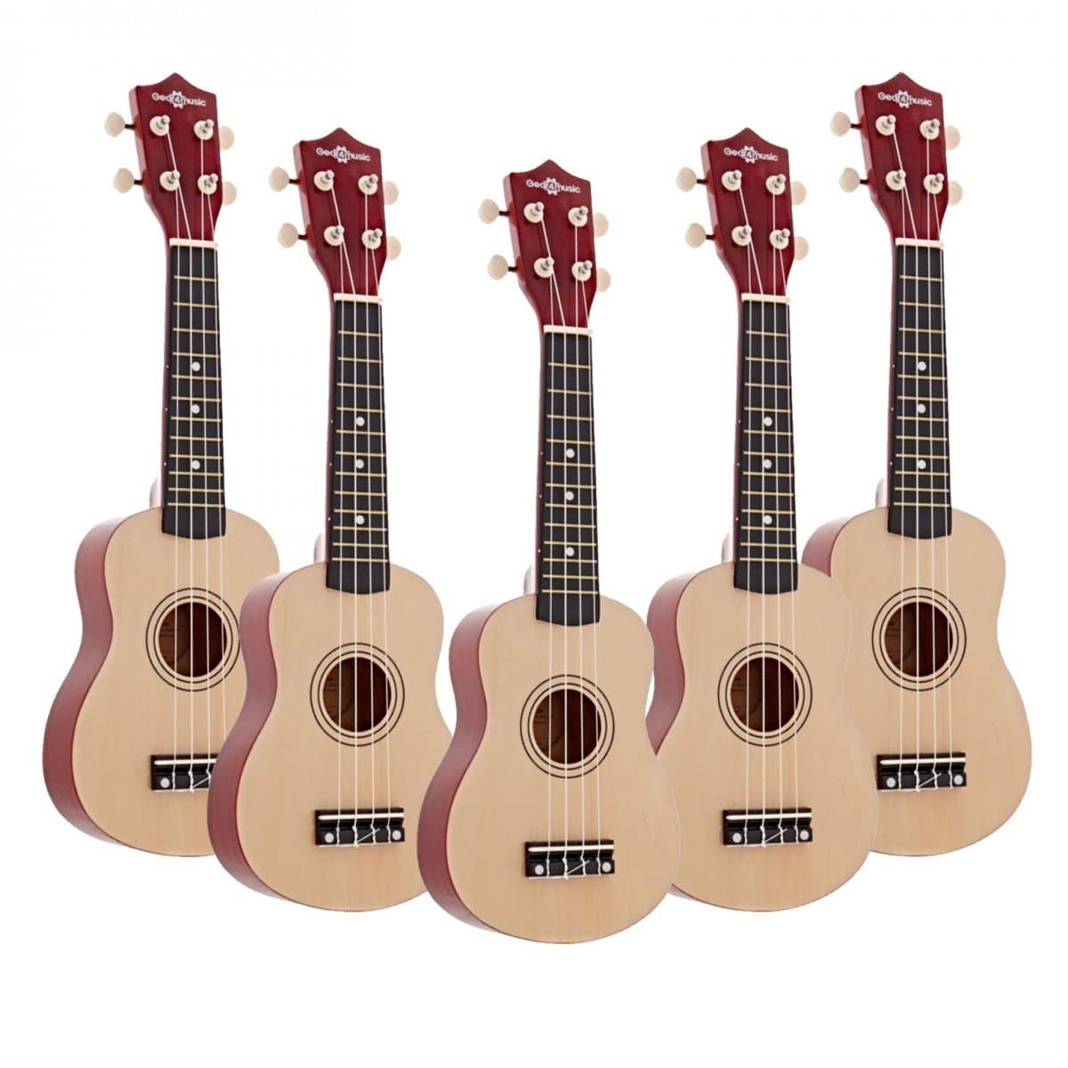 Ukulele van Gear4music, Natural, Pakket van 5