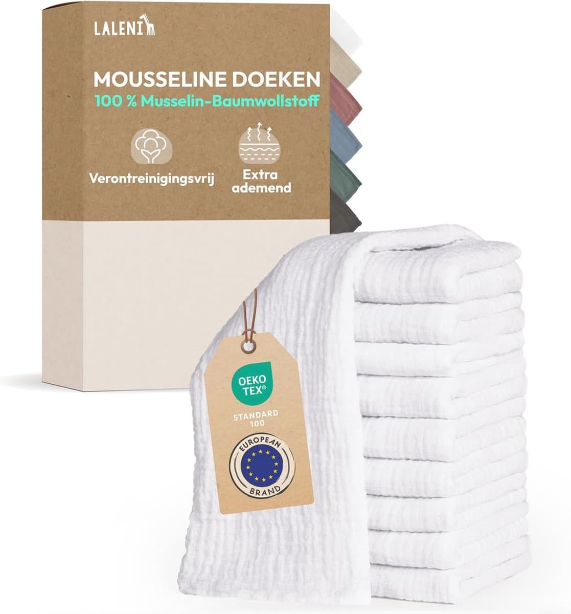 Set van 10 Katoenen Spuugdoekjes voor Baby - Absorberende en Wasbare Mousseline Doekjes 70x70