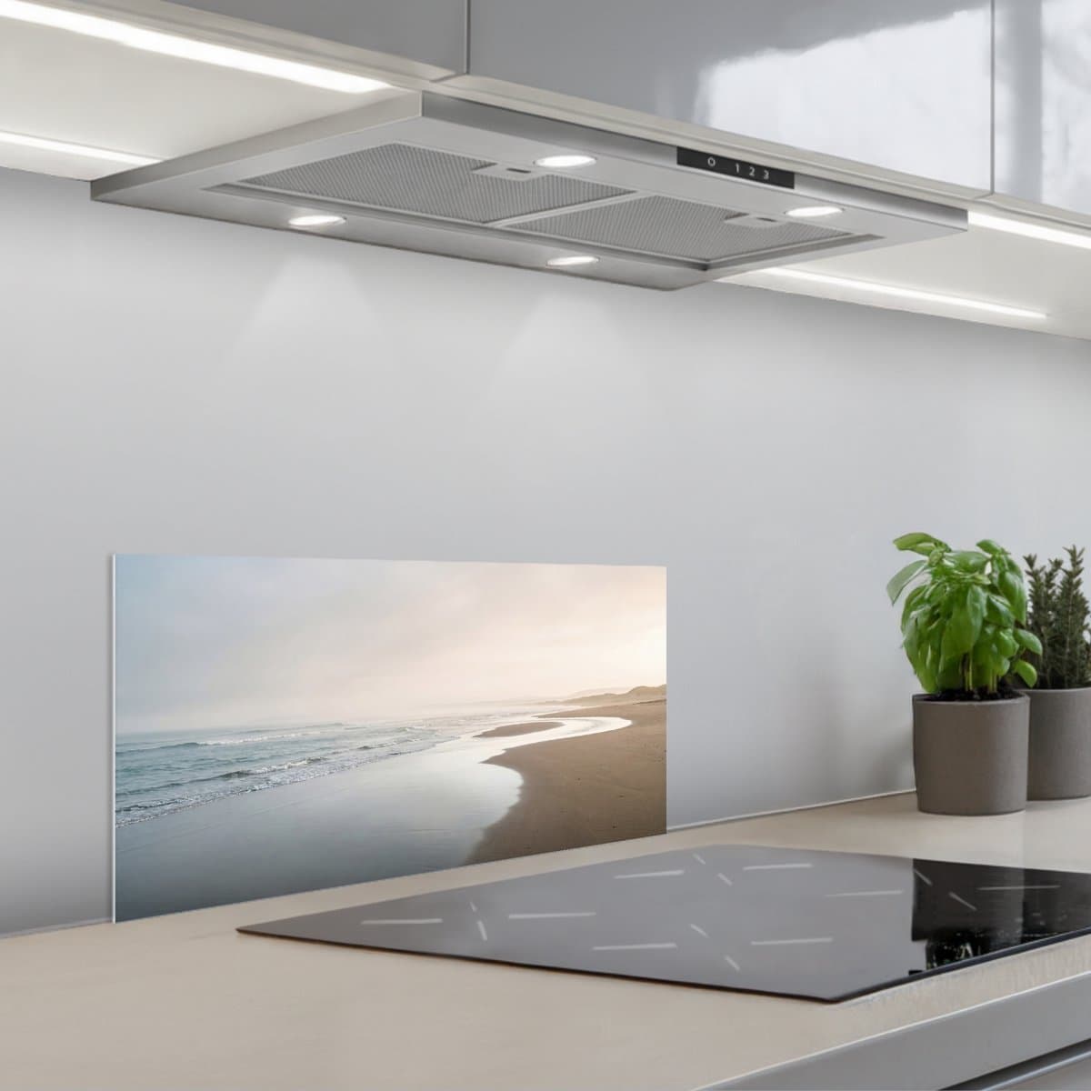 Spatscherm 70x30 cm - Zelfklevende achterwand Kustlijn - Strand - Oceaan - Keuken muurbeschermer - Spatwand fornuis