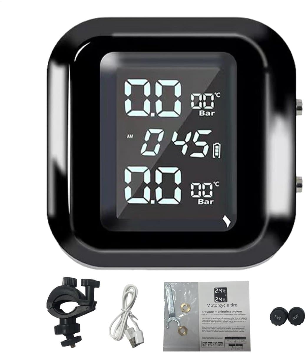 Bandenspanningsmeter Systeem - Motorband Monitor - Veilig Rijden - Waterdichte Sensoren - 0 tot 4.5 BAR