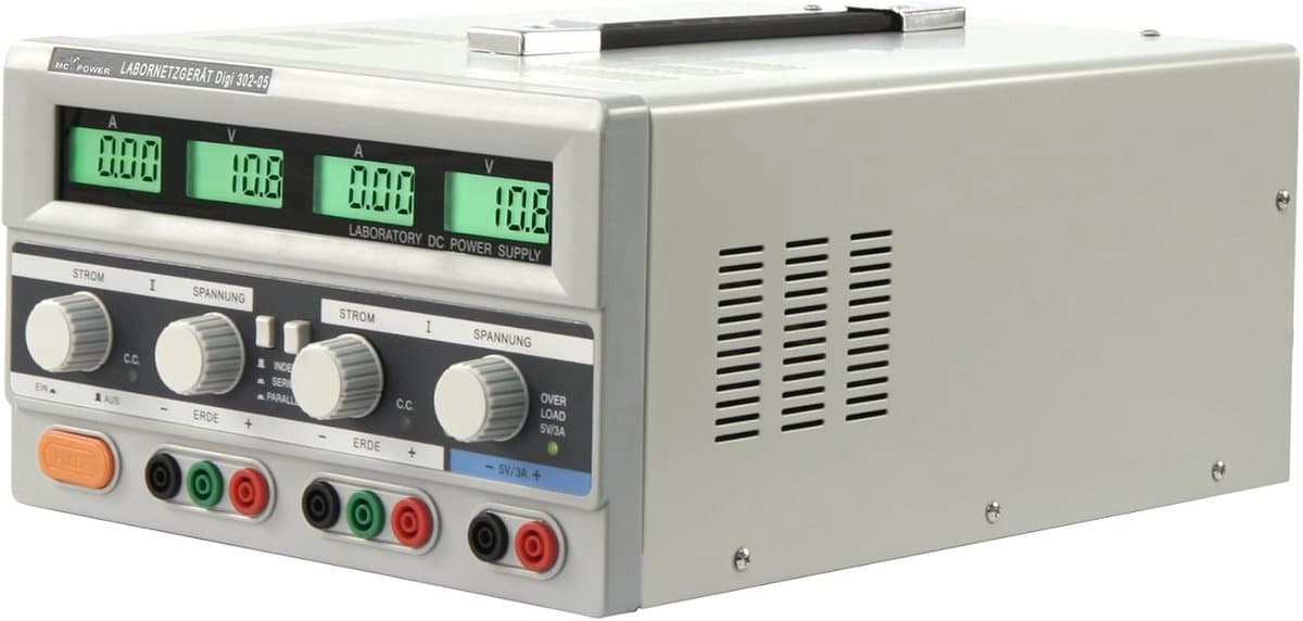 Laboratoriumvoeding 2x 0-30V, 0-5A en USB 5V/3A