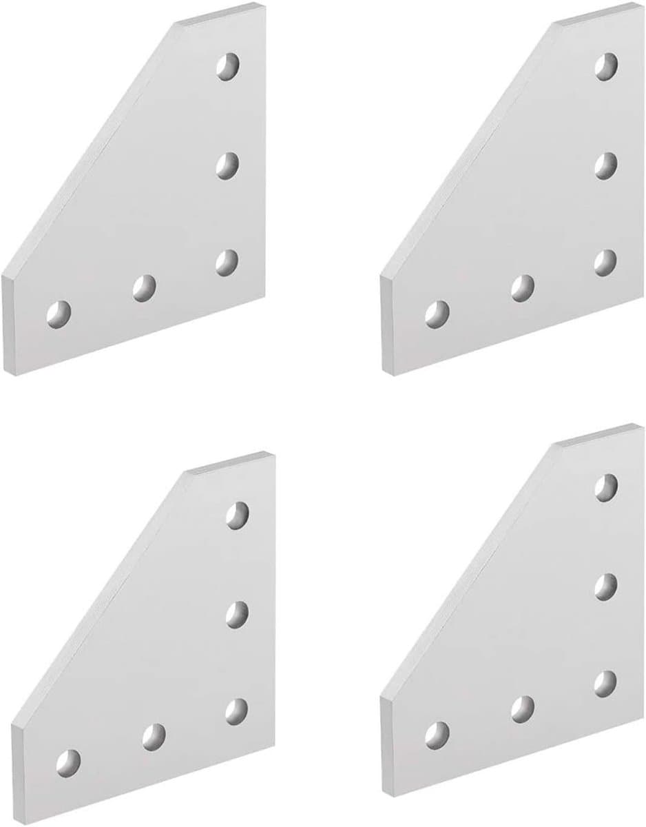 Allecto - Buitenhoekplaat - Aluminium profiel - 3D Printer - L-vorm - Verbindingsplaat - 5 Gaten - 90 Graden - Geschikt voor 2020 Profielen - 4 Stuks