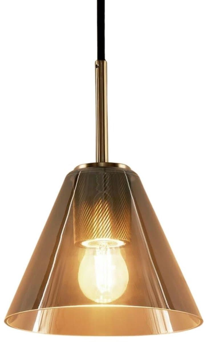 Kosilum - Soliria - Hanglamp - Grijs, messing en zwart - Metaal en glas