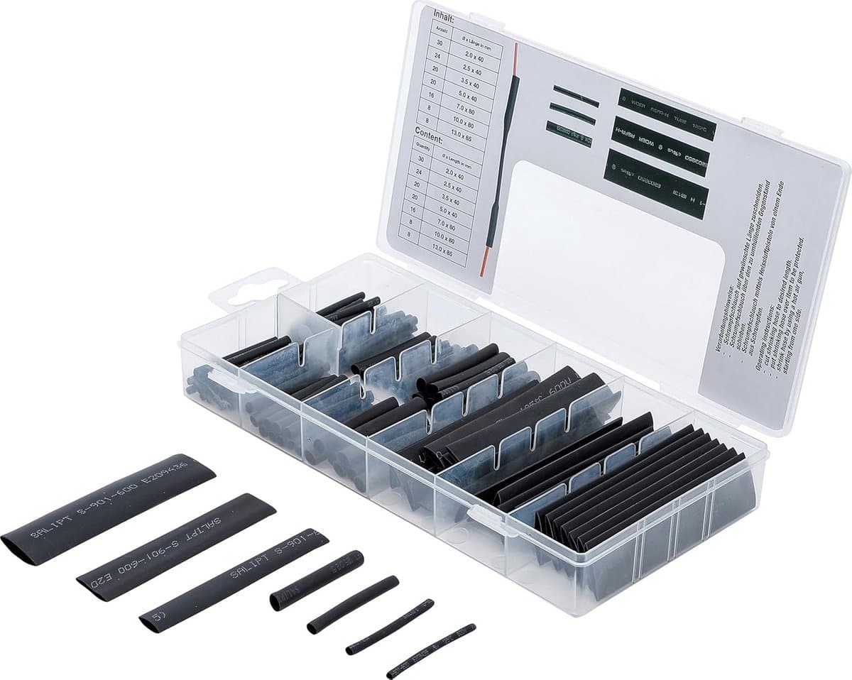 Assortiment Krimpkous Zwart - 126-delige Set voor DIY Projecten