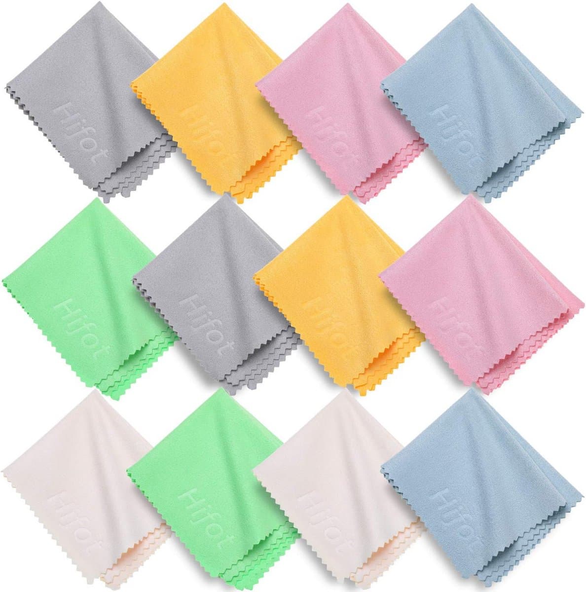 Microvezel Reinigingsdoek 12 Stuks voor Brillen, Tablets, Telefoons en Schermen - 14,5 cm x 17,5 cm