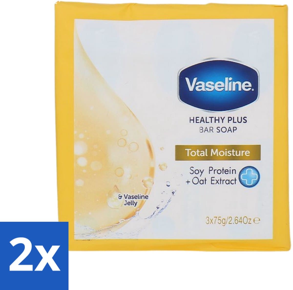 2 x Vaseline - Total Moisture - Zeeptablet - Healthy Plus - 3x75 g - Zeep - Huidverzorging - Hydratatie - Reiniging - Gezond Huid