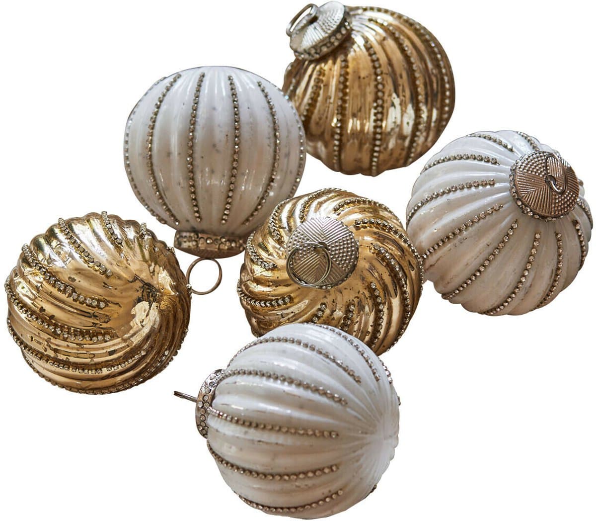 LOBERON Kerstbal set van 6 Shaela antiekgoudkleurig/crème