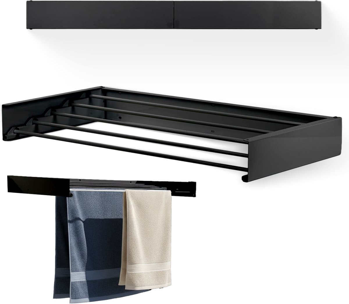 Goodly® High quality Wanddroogrek - Droogrek muur inklapbaar - Wasrek - Wasdroogrek - QUALITY 6m - drooglijn - Zwart