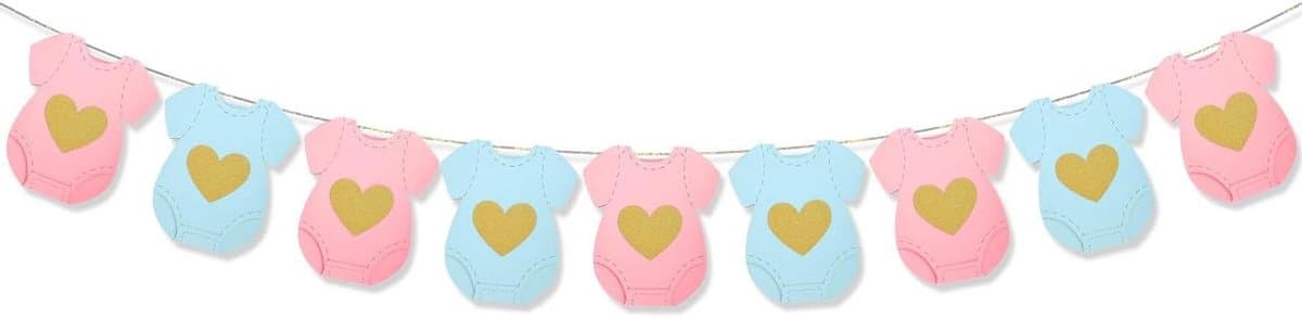 JHubers Goods - Baby Body Banner Slinger voor Gender Reveal Feestdecoratie (Blauw, Roze)