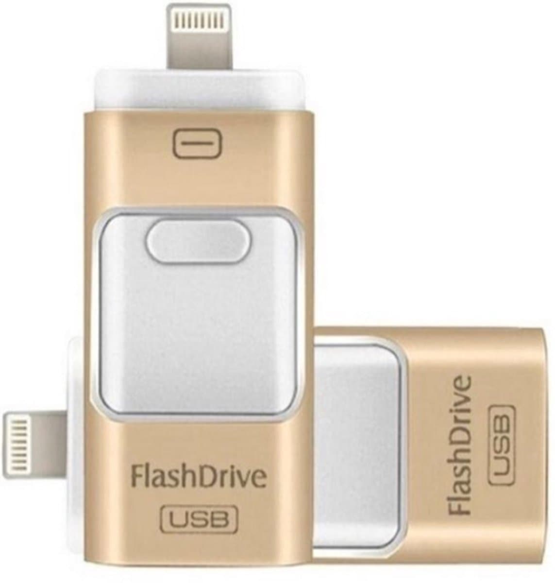 1 stuk USB Flash Drive 128GB - 4-in-1 Externe Opslag Geschikt voor iPhone, iPad, Android en USB - Lightning & USB Pendrive - Data Opslag, Back-up en Overdracht - Compatibel met iOS en Android - Ideaal Cadeau voor Tech-liefhebbers