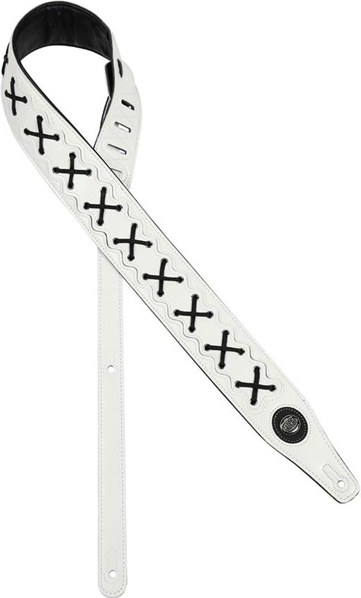Gaucho GST-648-WH gitaarriem, kunstleer, geveterd, wit