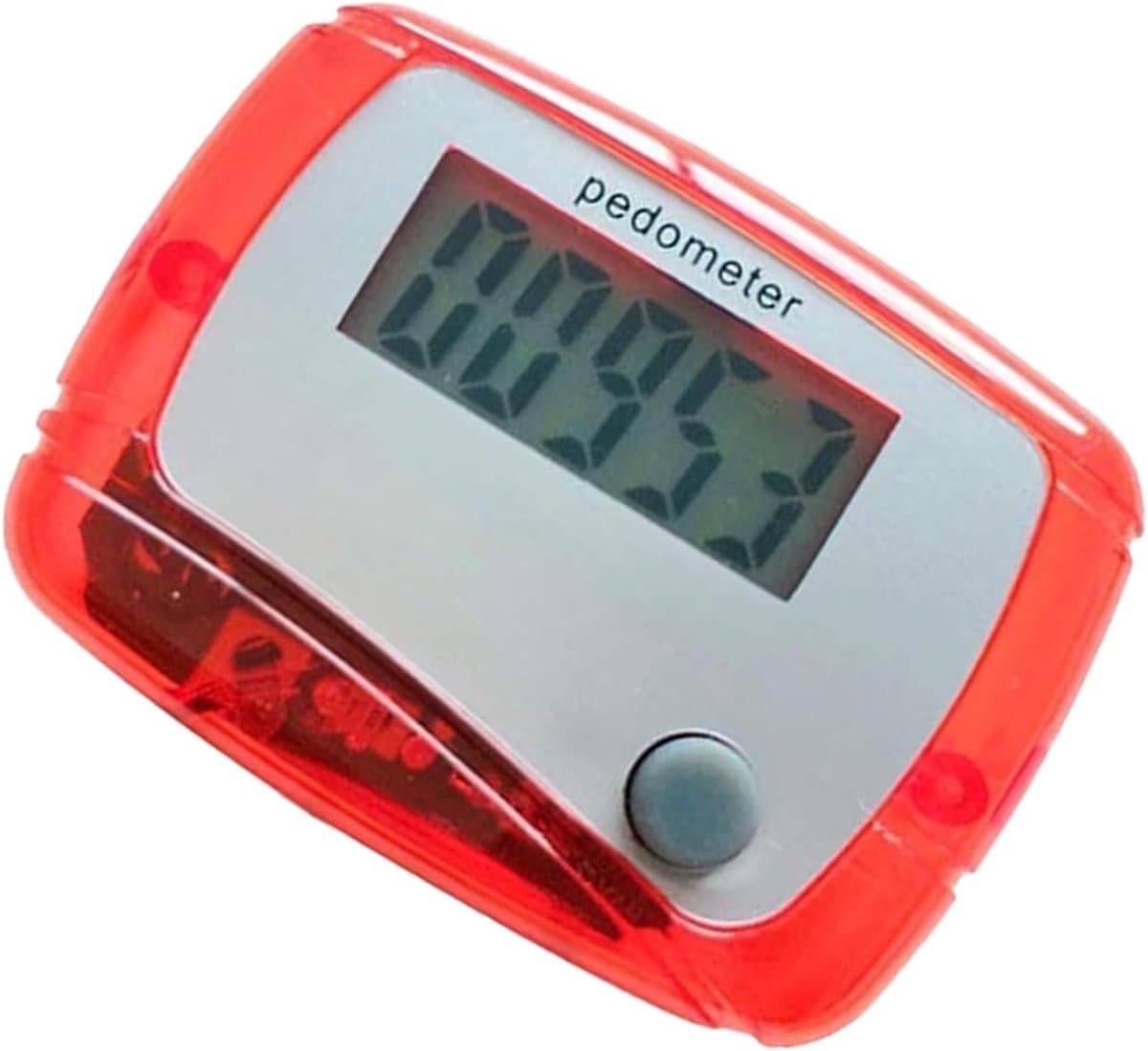 Digitale Stappenteller - Wandelmeter Fitness Tracker - Dagelijkse Beweging Meten - Anti-Drop Geheugen - 6 x 4 cm - Rood
