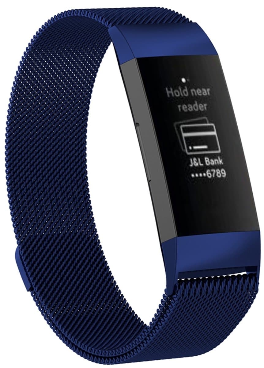 Roestvrijstalen magneetpolsband voor FITBIT Charge 4, groot formaat: 210x18mm (blauw)