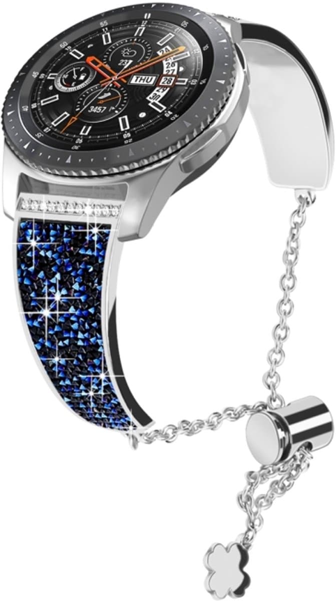Voor Garmin Venu 2 / Forerunner 265 / 255 22 mm diamanten ketting mentale horlogeband (blauw)