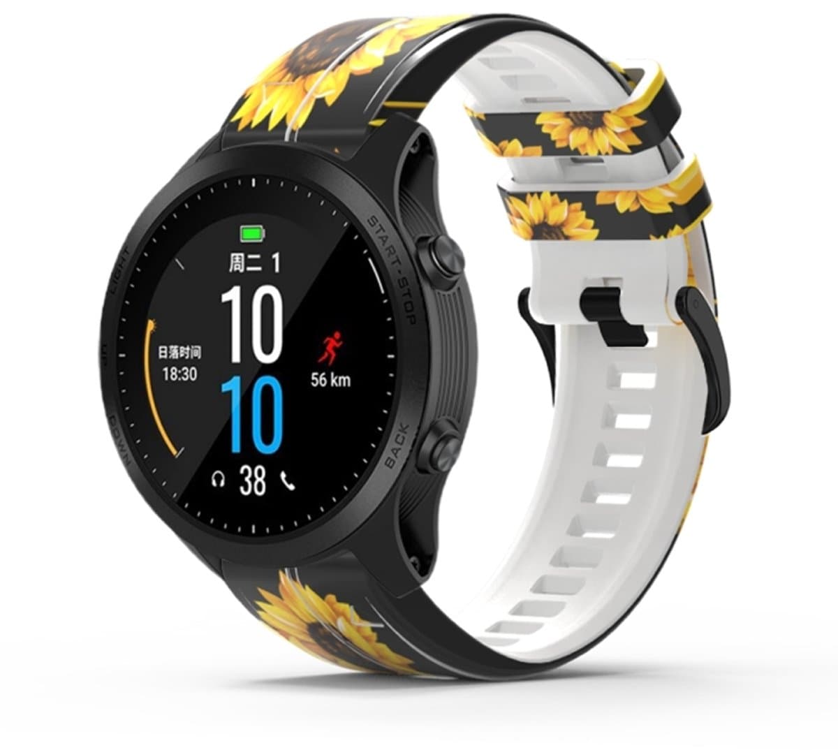Voor Garmin Tactix 7 Pro / Fenix 7X / 6X Pro Printing Quick Release siliconen horlogeband (zonnebloem)