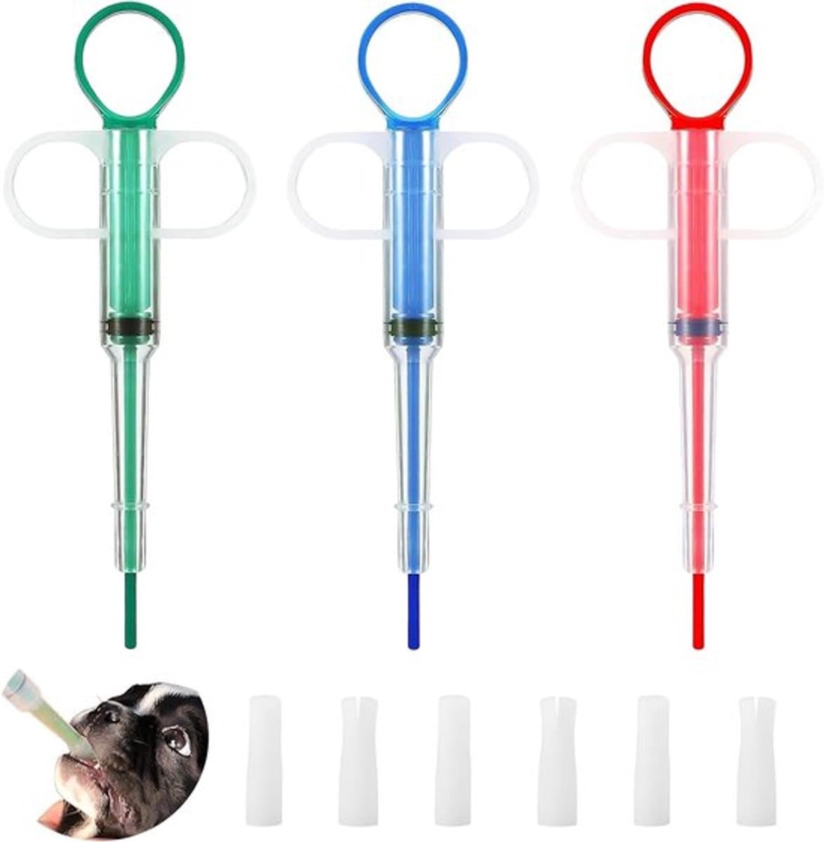 Tablet dispenser voor huisdieren - 3-delige medicijndoseringstool met zachte siliconen punt - Veilig pillen toedienen aan katten, honden en kleine dieren