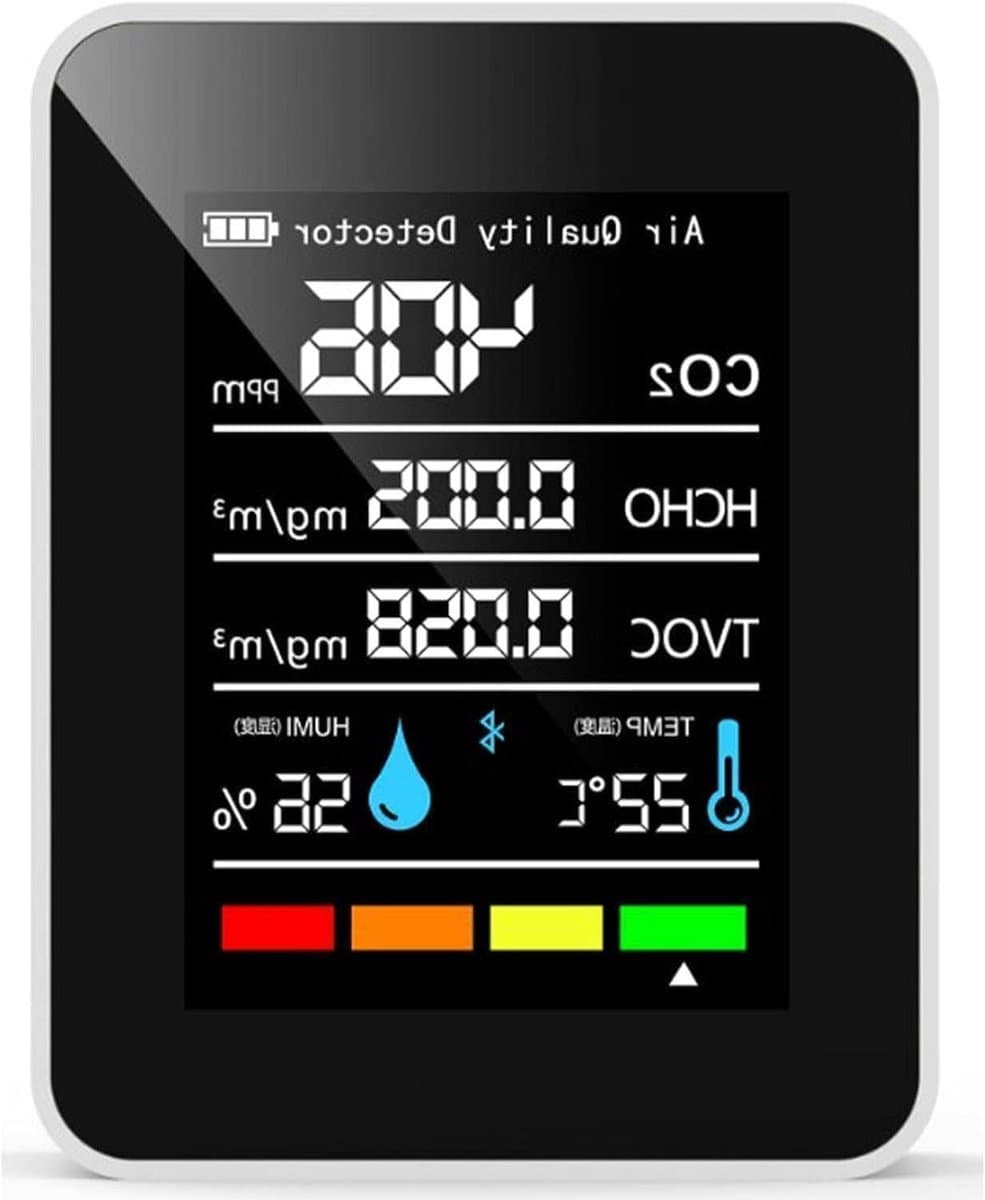 Luchtkwaliteit Monitor - CO2 Meter - Binnen Lucht Meten - 5-in-1 Detectie - Compact Formaat - Wit