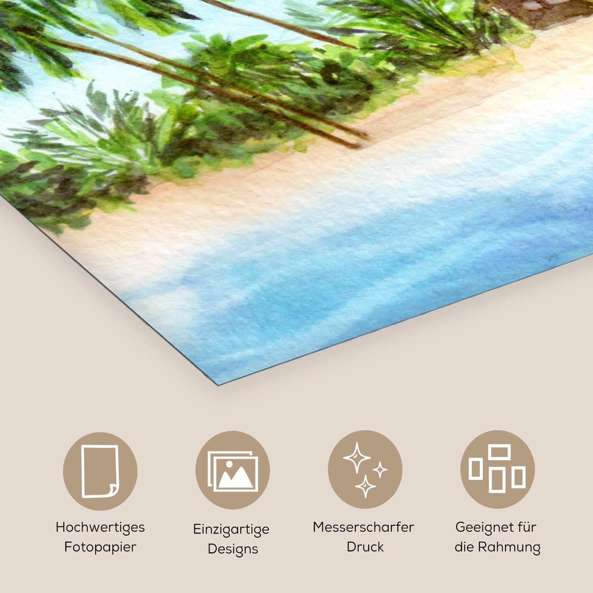 Poster 150x75 cm - Zee - Hut - Palmboom - Posters - Kamer decoratie - Wanddecoratie woonkamer - Muurdecoratie slaapkamer