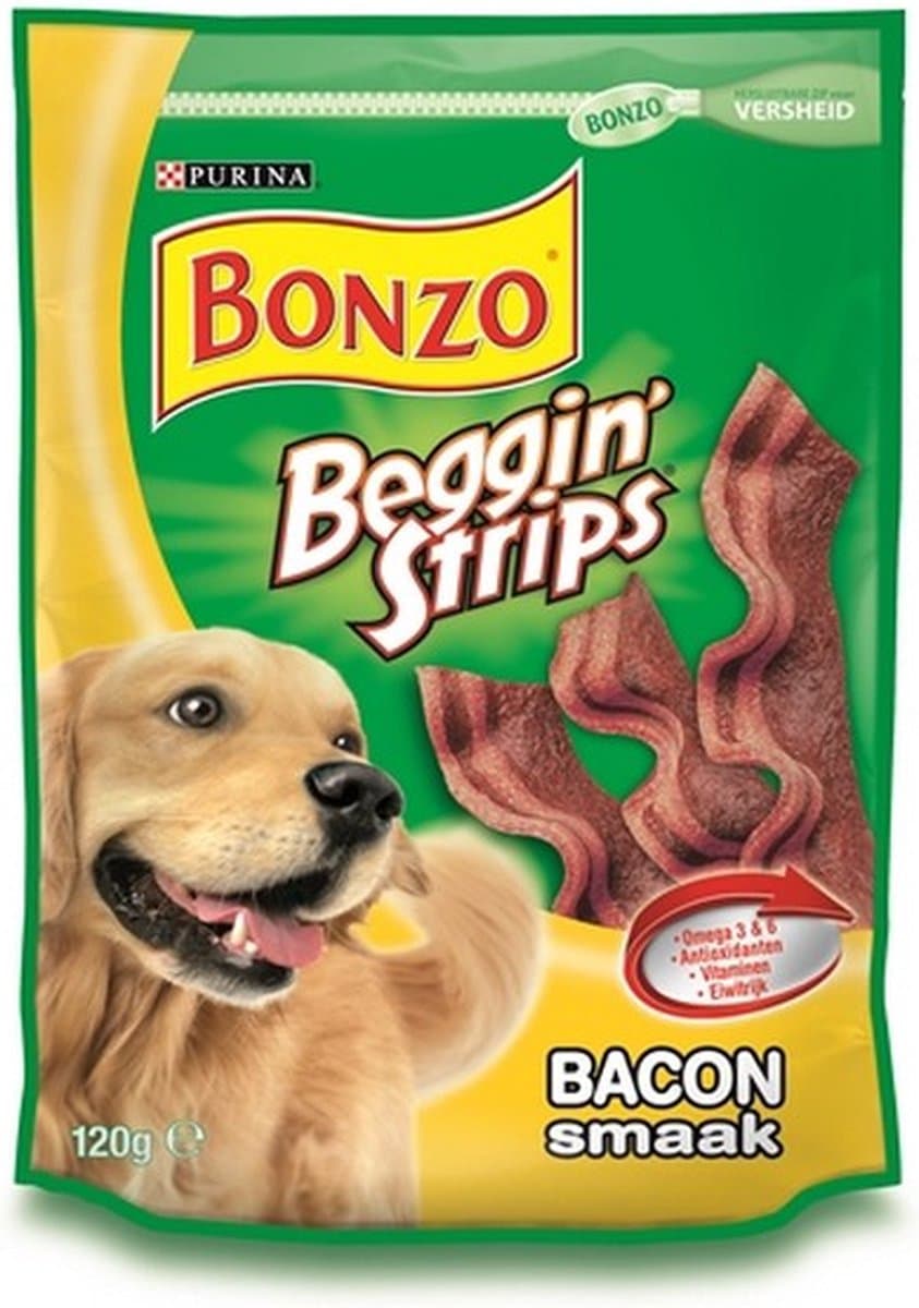 Bonzo Beggin' Strips - Hondensnacks Bacon - 6 x 120g