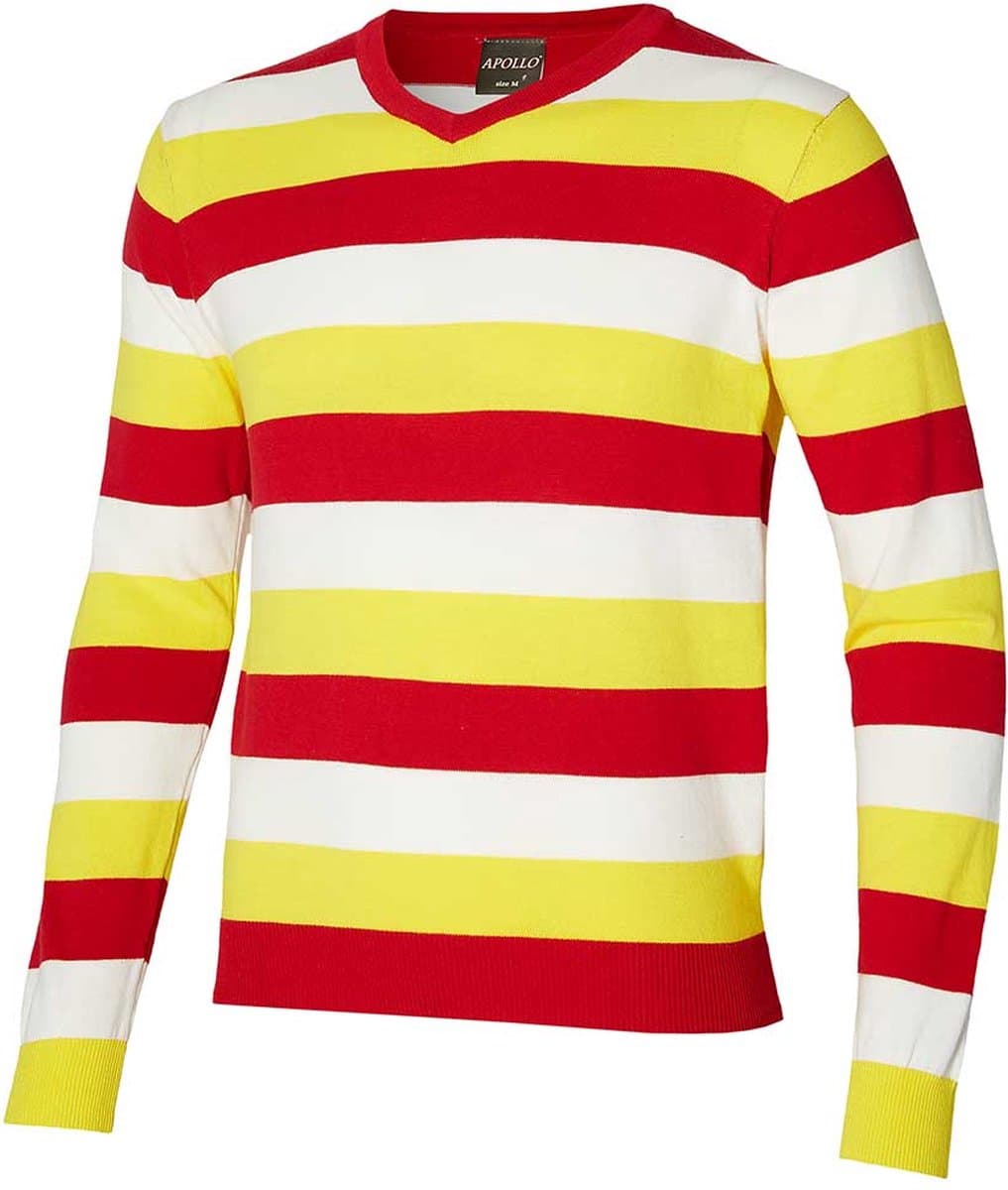 Morethansocks - Oeteldonk trui - Rood/Wit/Geel - Maat S t/m XXL - Gebreide carnavalstrui - Carnvalskleding dames - Carnaval - Oeteldonk
