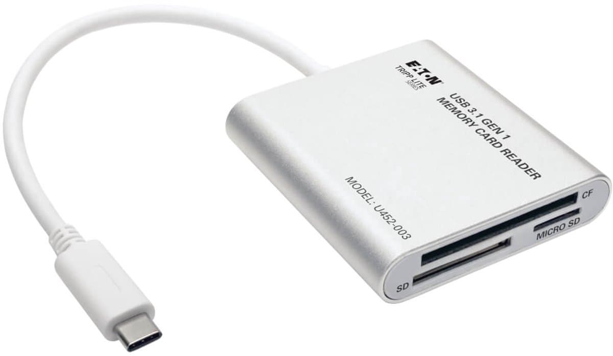 Tripp-Lite U452-003 USB 3.1 Gen 1 USB Type-C (USB-C) Multi-Drive Smart-Card Flash-Memory Media Reader/Writer, Thunderbolt™ 3 Compatible TrippLite