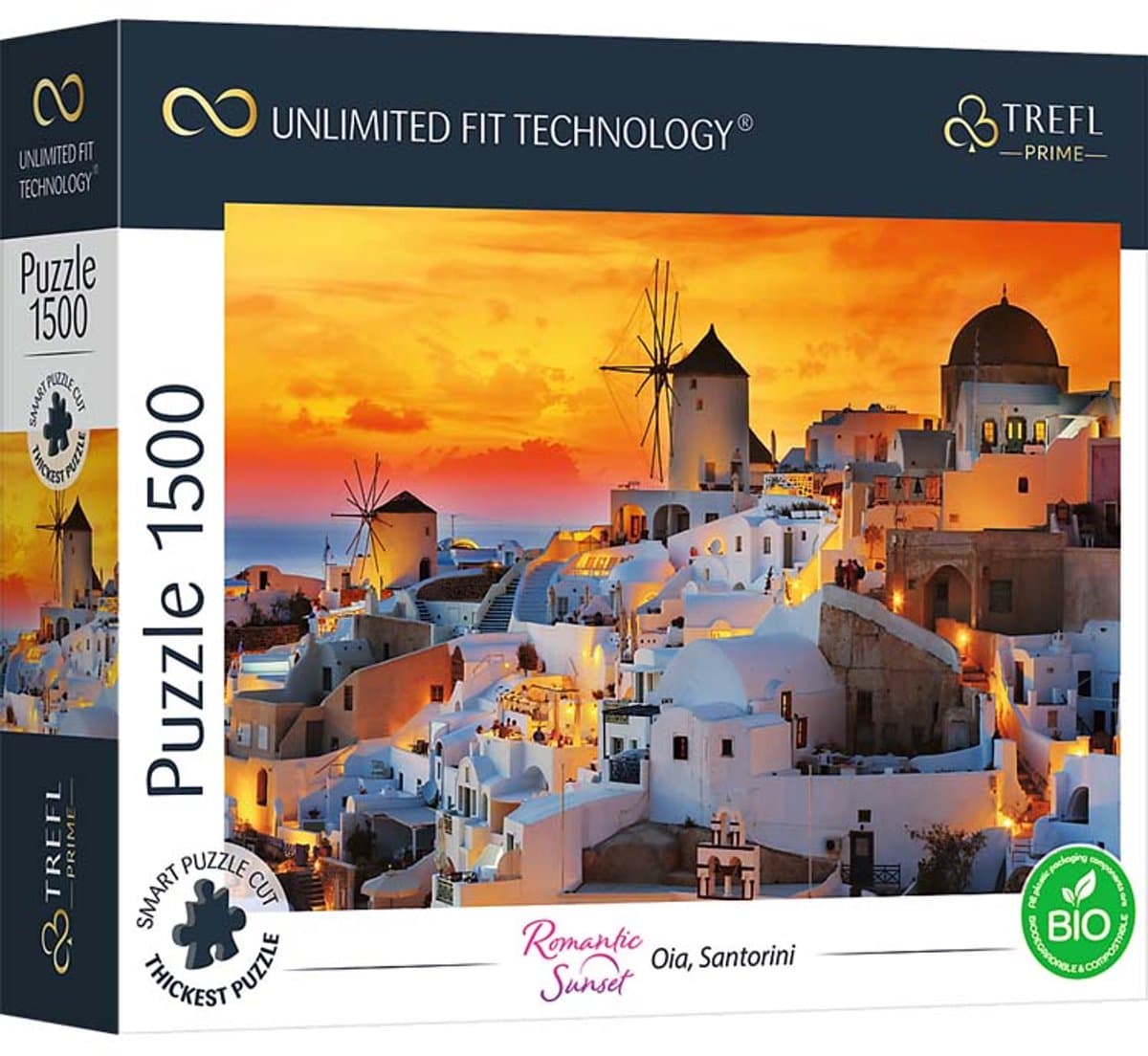 Trefl legpuzzel Santorini zonsondergang 1500 stukjes karton.