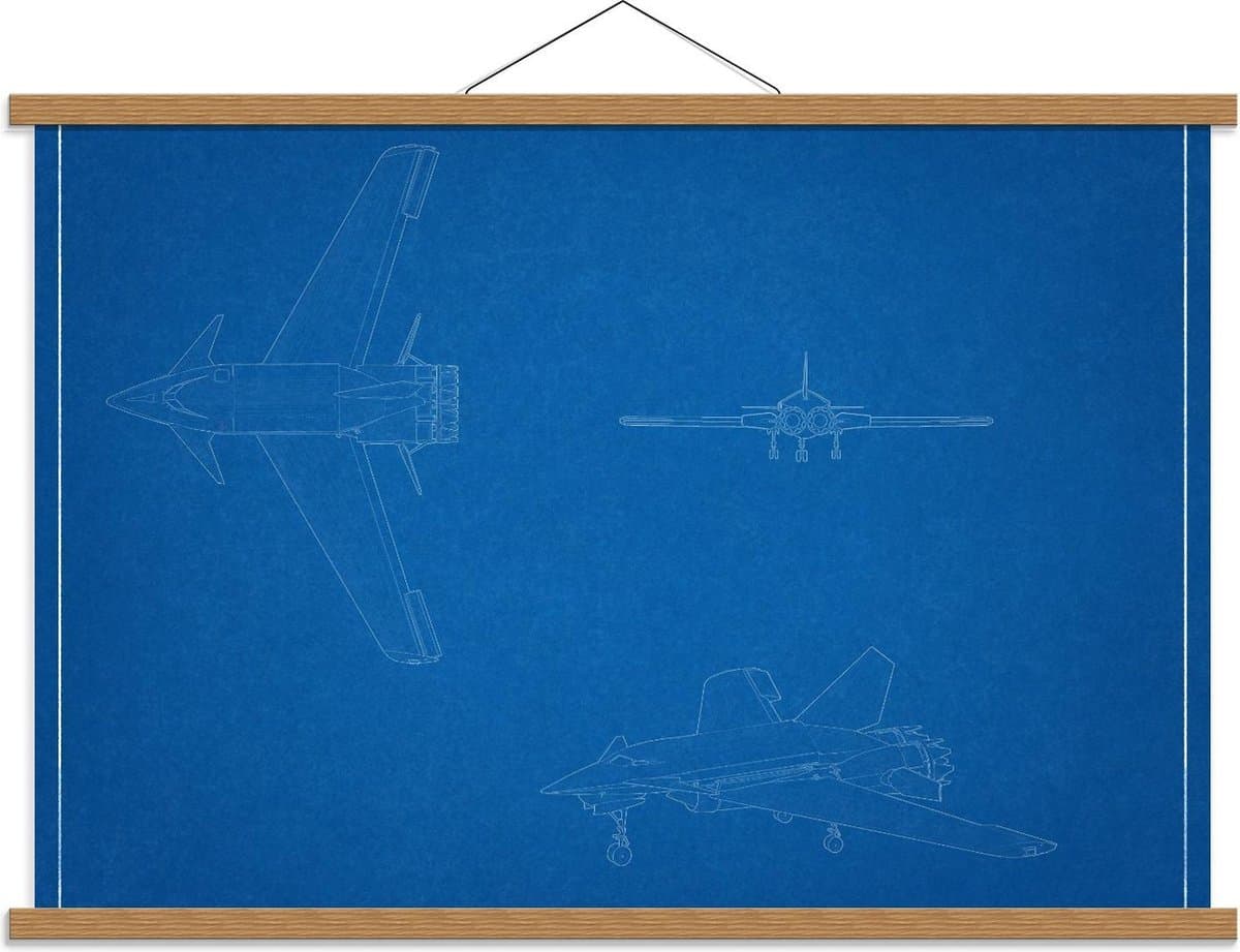 Schoolplaat – Blauwdruk Vliegtuigen - 90x60cm Foto op Textielposter (Wanddecoratie op Schoolplaat)