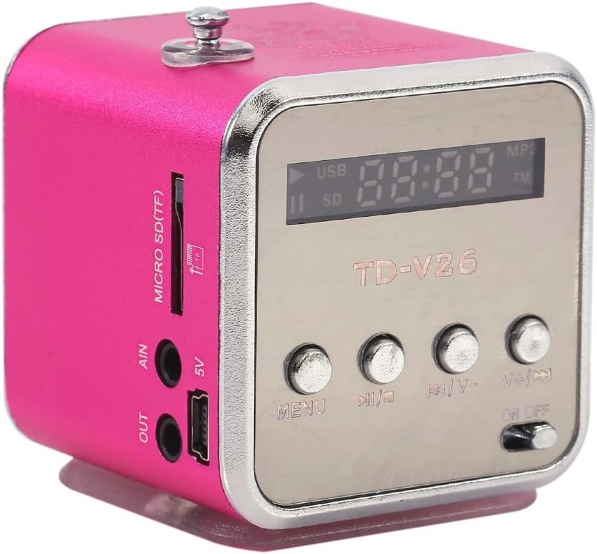 Draagbare FM-radio en MP3-speler met luidspreker