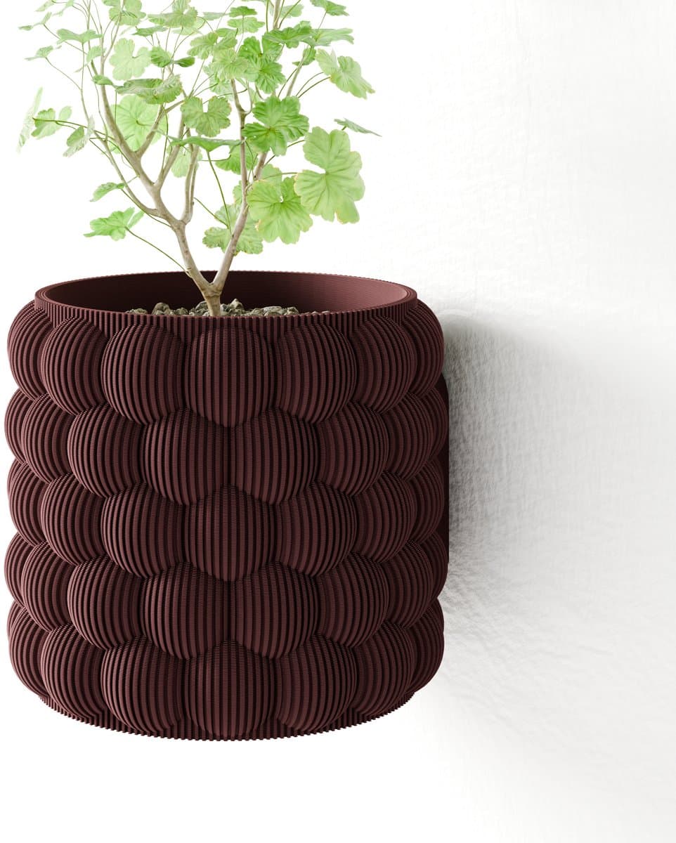 Fleuriek - Hangpot voor aan de muur - Rode Hangende bloempot voor plantenwand - Decoratieve wandpot binnen - Decoratieve wandpot binnen, plantenpot - D12 cm - Rood
