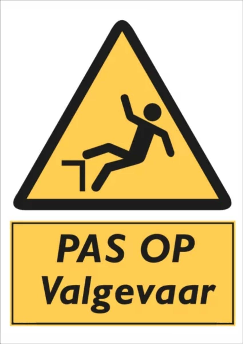 PAS OP Valgevaar sticker A4